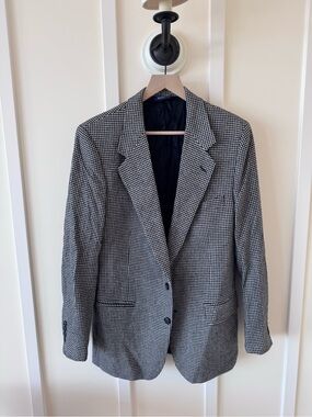Vintage burberrys cashmere Black & White Houndstooth Blazer women’s size 10/12 L